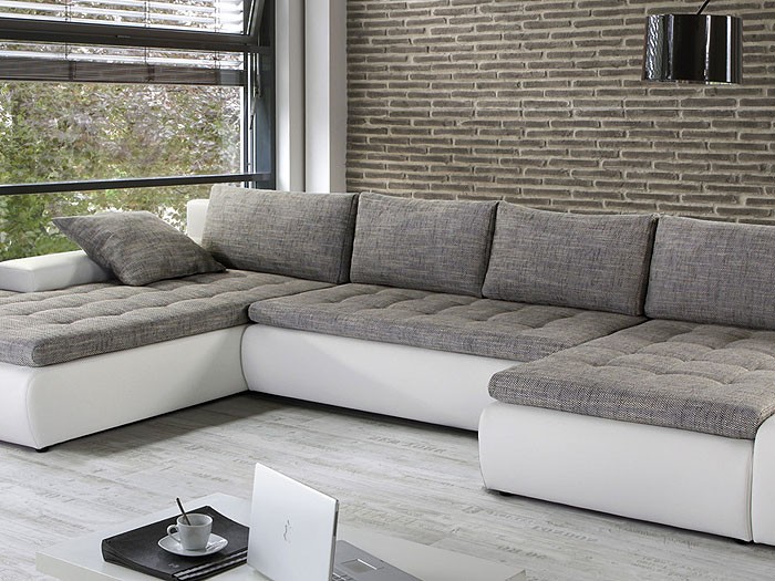 wohnzimmer grau weiß: grau, Kunstleder weiß Wohnzimmer Sofa & Couch Wohnlandschaften wohnzimmer grau weiß: grau, Kunstleder weiß Wohnzimmer Sofa & Couch Wohnlandschaften